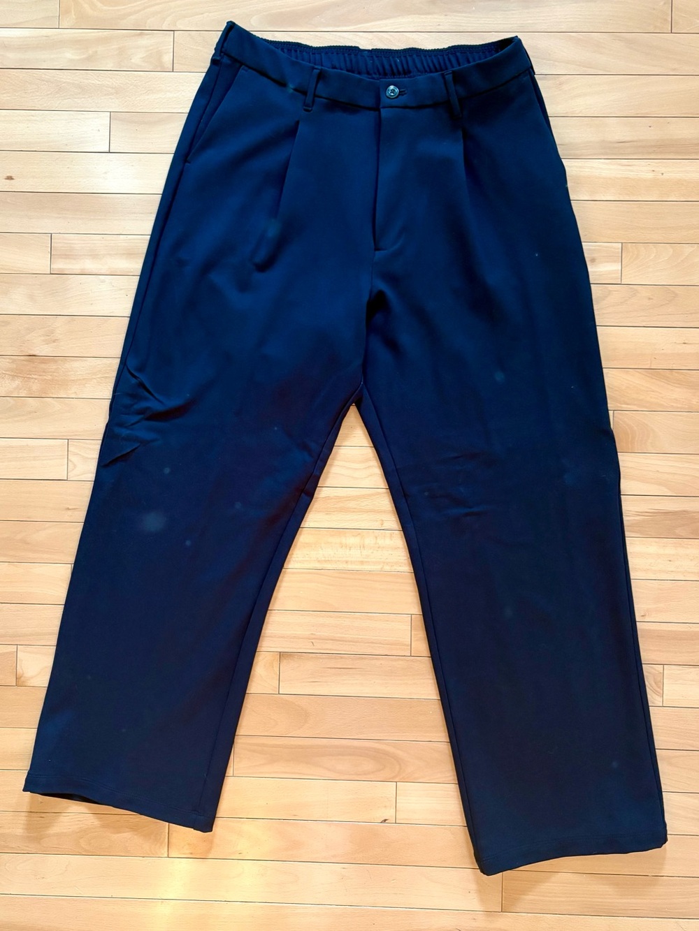 Gap pleated wide leg navy trousers.